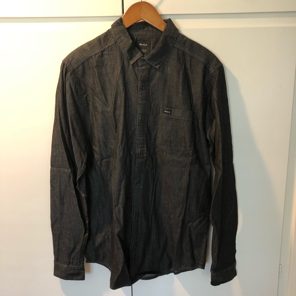 NWT RVCA Mens Denim Long Sleeve Shirt